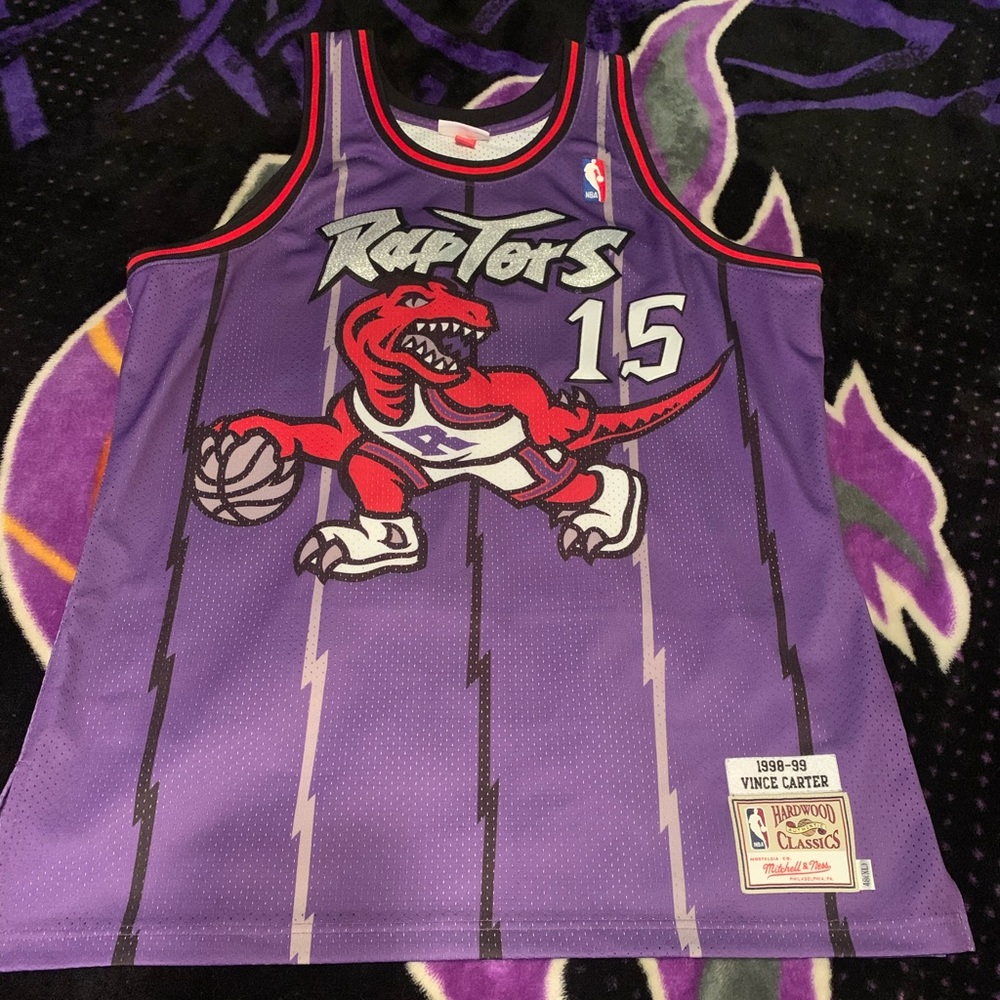Size 48 Vince Carter michellness authentic Toronto Raptors purple jersey